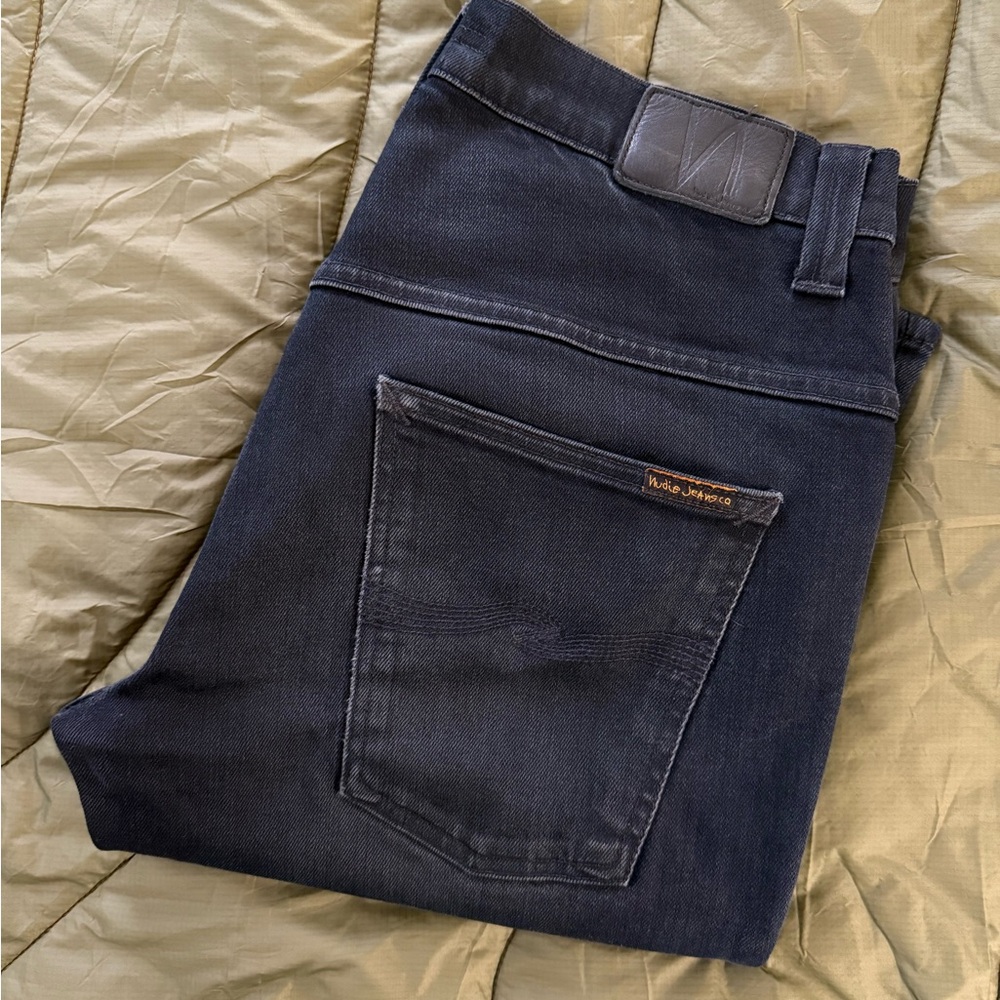 Nudie Jeans “Thin Finn” Slim Fit Denim in “Black Dust”